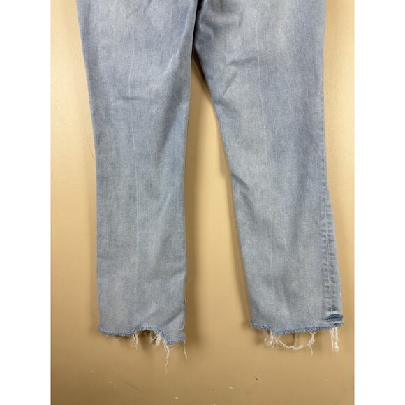 PISTOLA Medium Wash Straight Crop Jeans with Raw Hem, Distressed, Mid Rise 27 - Picture 6 of 14